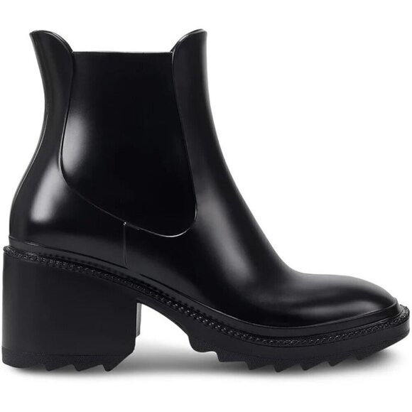 NWT INC Eadin Padded Insole Block Heel Rain Boots Lug Sole Black Size 8 - Picture 1 of 7